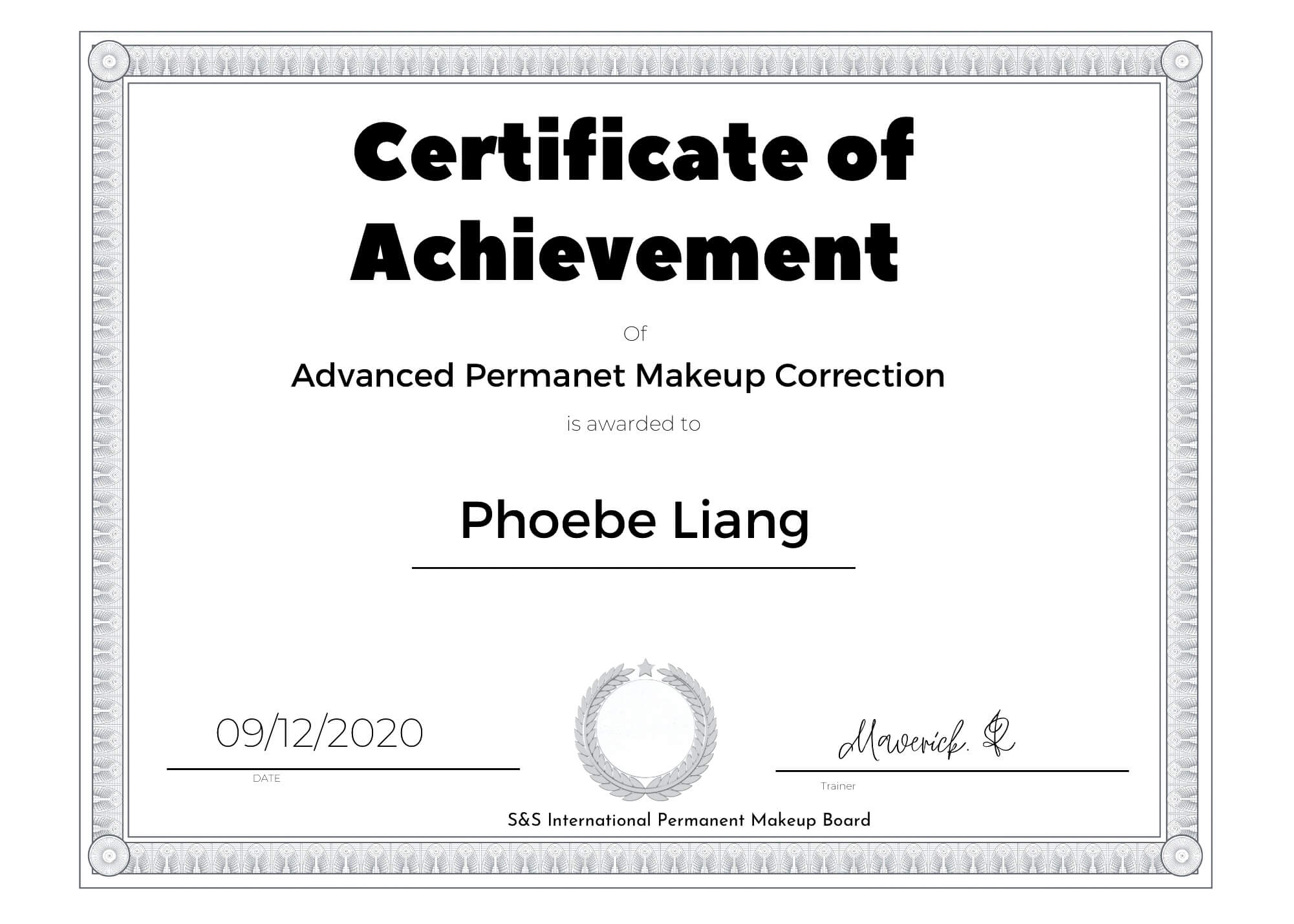 certificate of acheivement phoebe