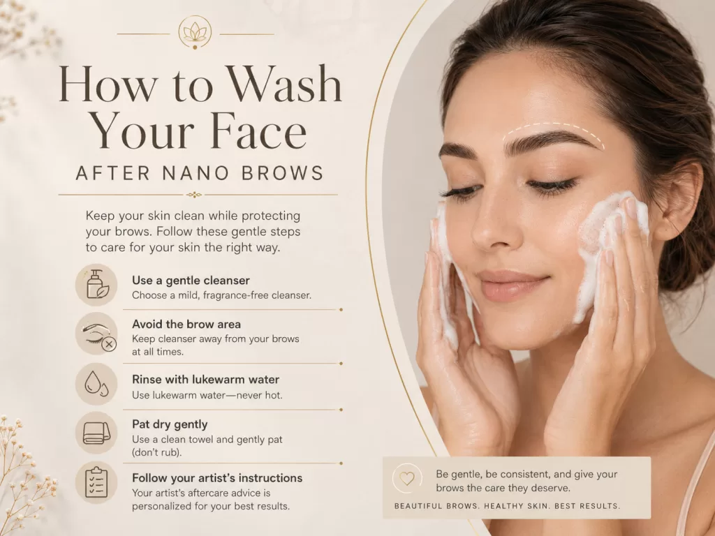 how to wash your face after nano brows