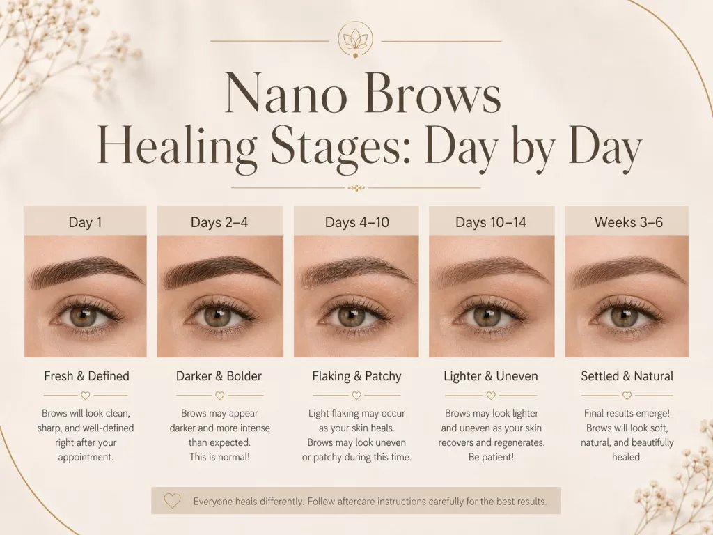 nano brows healing stages day by day