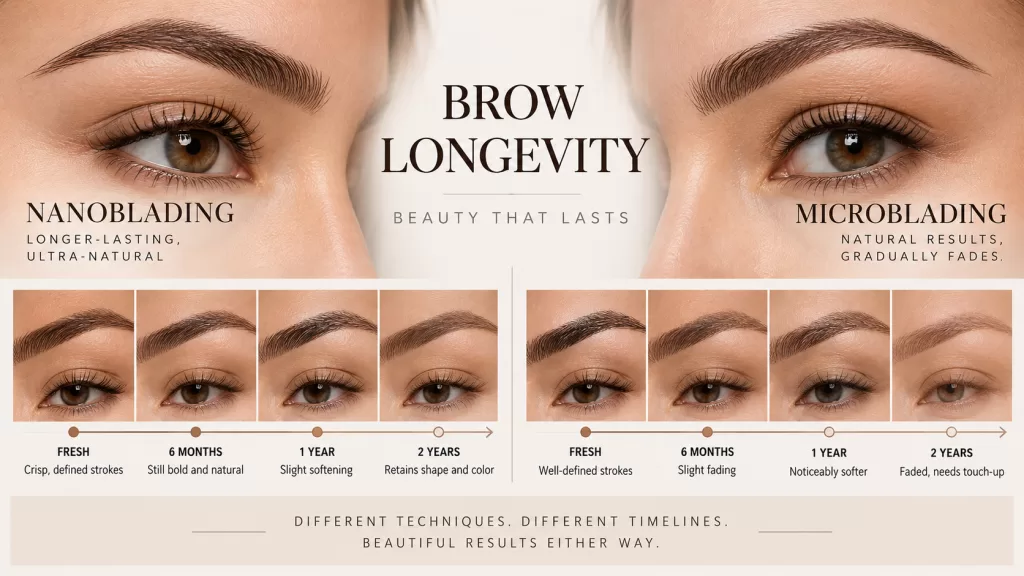 Nanoblading vs microblading longevity and gradual fading comparison