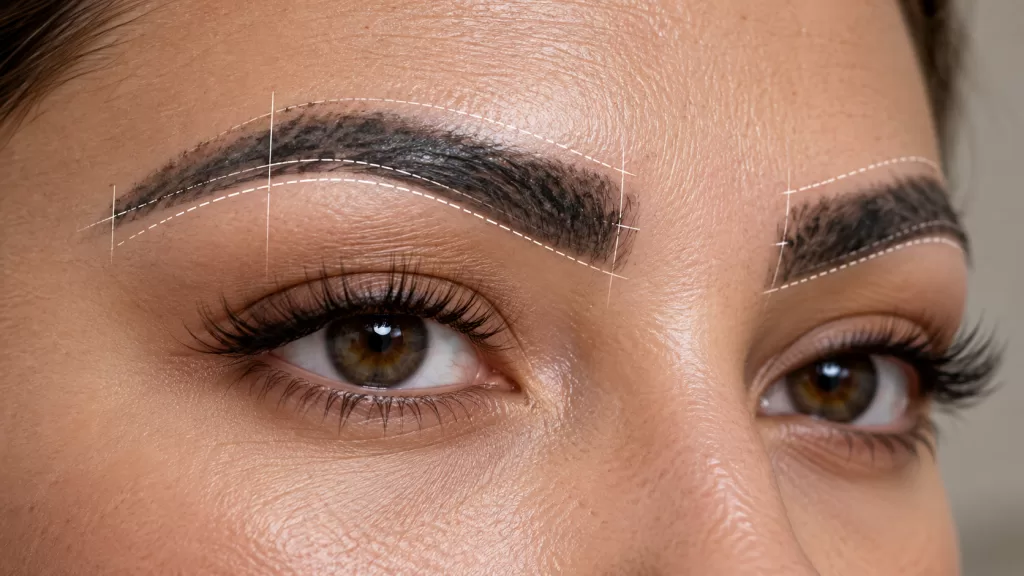 Common old microblading color changes including gray red orange blue gray and faded brown