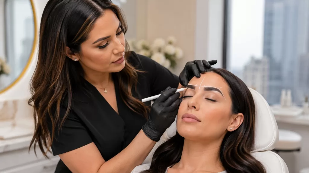 Realistic nano hair strokes following natural eyebrow growth direction