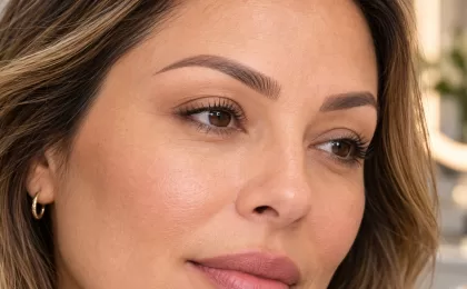 Natural-looking nano brows with soft realistic hair strokes and balanced shape